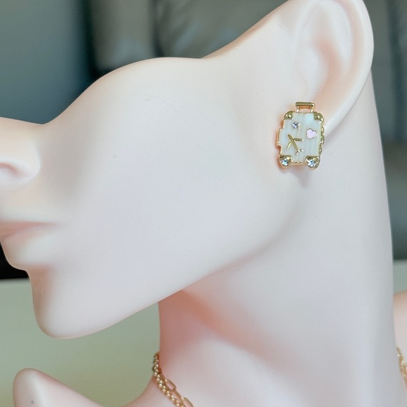 Gold and Pink Suitcase Earrings - Picture 3 of 10